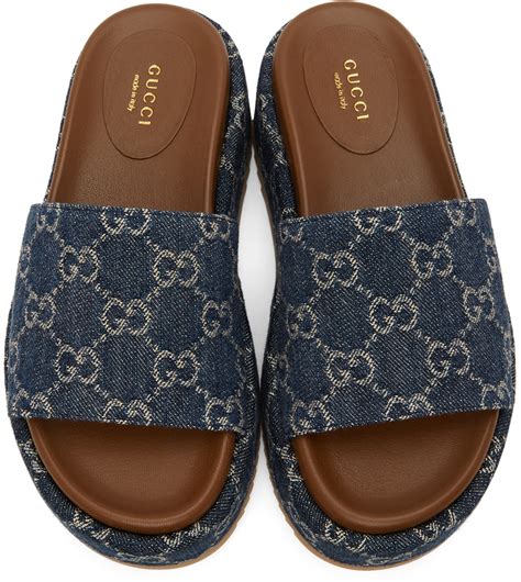 gucci blue platform sandals|gucci platform perforated sandals.